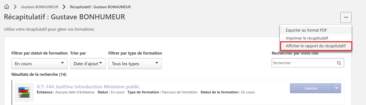 rapport du récapitulatif